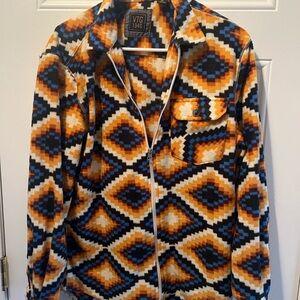 Womans Geometric Patterned Soft fleece Jacket size M $12 *washed never worn